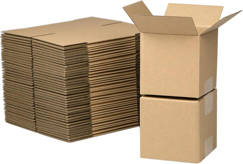 HESESOH 4x4x4 Inches Shipping Boxes Set of 40, Brown Corrugated Cardboard Box Literature Mailer for Packing Small Business - Image 1